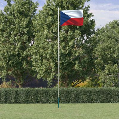 vidaXL Čekijos vėliava su stiebu, aliuminis, 6,23m