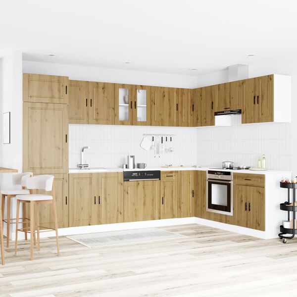 vidaXL Kriau&scaron;ės pagrindinė spintelė Porto 2 pcs Ruda Apdirbta mediena