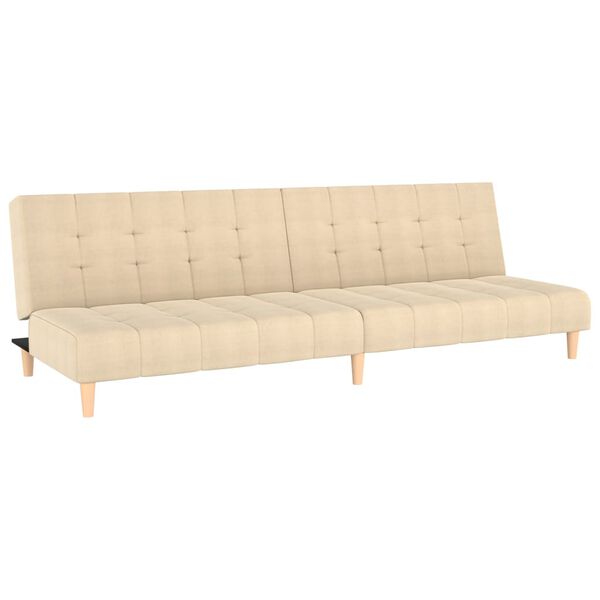 vidaXL Dvivietė sofa-lova su pakoja, kreminės spalvos, audinys