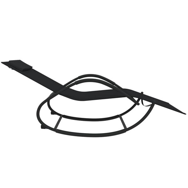 vidaXL Supamas saulės gultas, juodos spalvos, plienas ir tekstilenas