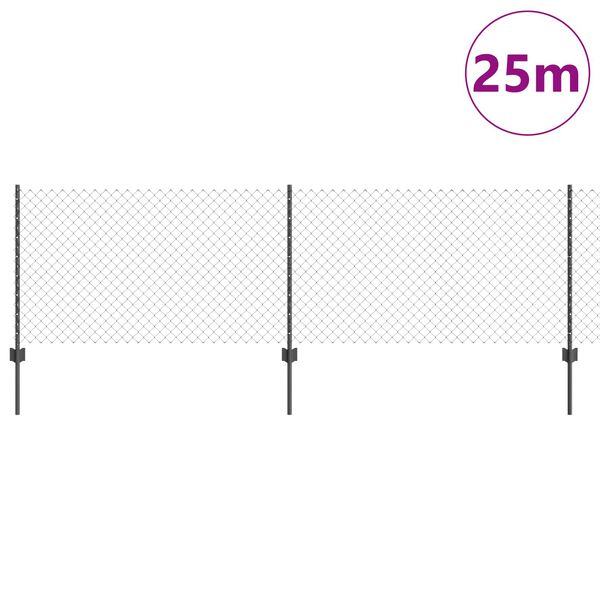vidaXL Tvora su stulpais Pilka 0,8 x 25 m Plienas ir PVC