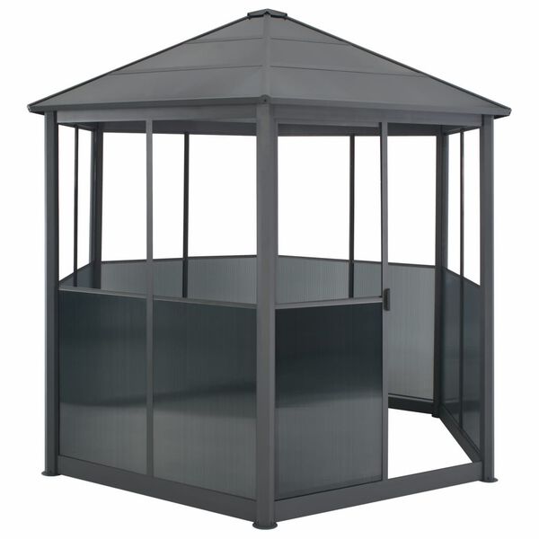 vidaXL Sodo pavėsinė, pilka, aliuminis, šešiakampė