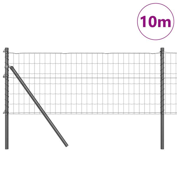 vidaXL Tvora su stulpais Pilka 0,8 x 10 m Plienas ir PVC