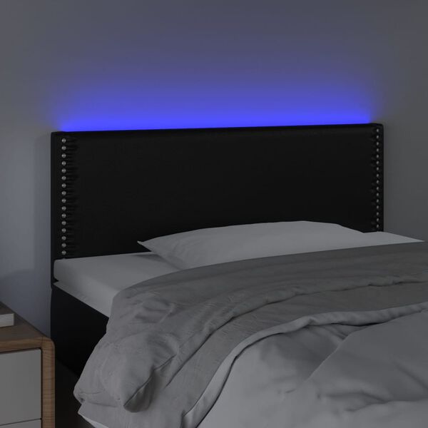 vidaXL Galvūgalis su LED, juodos spalvos, 100x5x78/88cm, dirbtinė oda
