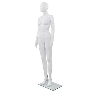 vidaXL Moteri&scaron;kas manekenas, stiklo pagrindas, blizgus, baltas, 175cm