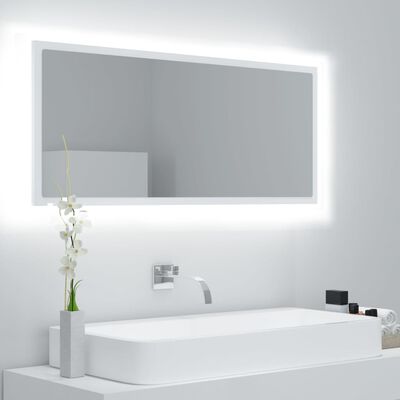 vidaXL Vonios kambario LED veidrodis, baltas, 100x8,5x37cm, akrilas