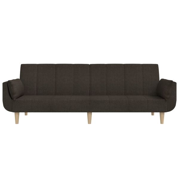 vidaXL Dvivietė sofa-lova su dvejomis pagalvėmis, ruda, audinys