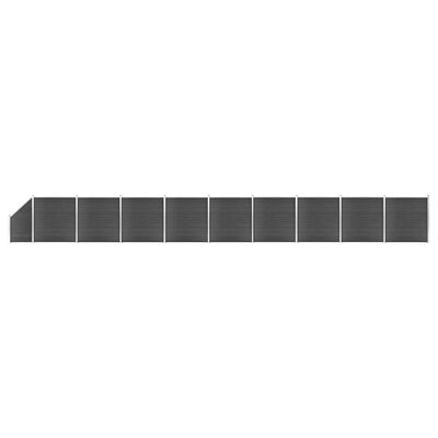 vidaXL Tvoros segmentų rinkinys, juodos spalvos, 1657x(105-186)cm, WPC