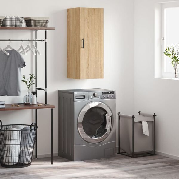 vidaXL Prie sienos montuojama spintelė, sonoma ąžuolo, 34,5x34x90cm