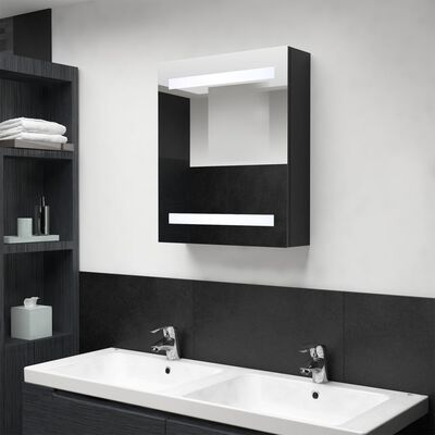 vidaXL Veidrodinė vonios spintelė su LED apšvietimu, juoda, 50x14x60cm