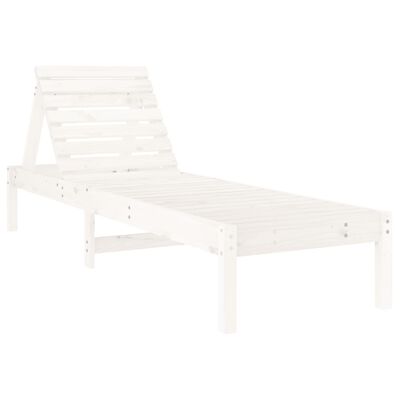 vidaXL Saulės gultas, baltas, 199,5x60x74cm, pušies medienos masyvas
