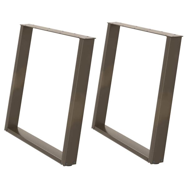 vidaXL Valgomojo stalo kojelės, U formos, 2 vnt., natūralus plienas, 100 x (72-73) cm, plienas