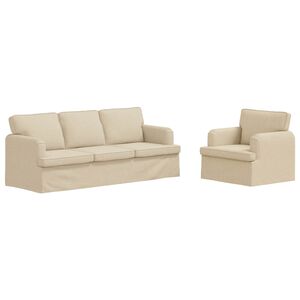 vidaXL Sofos komplektas 2 pcs Kreminė 144 x 80 x 85 cm audinys