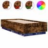 vidaXL Lovos rėmas su LED, dūminio ąžuolo, 100x200cm, apdirbta mediena