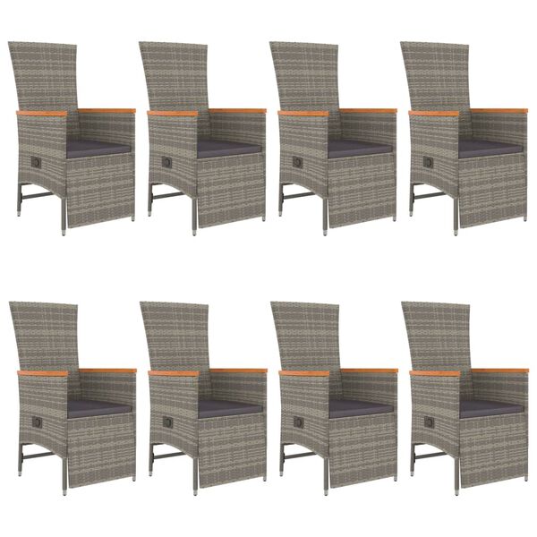 vidaXL Sodo komplektas su pagalvėlėmis, 9 dalių, pilkas, poliratanas