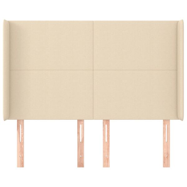 vidaXL Galvūgalis su auselėmis, kreminis, 147x16x118/128cm, audinys