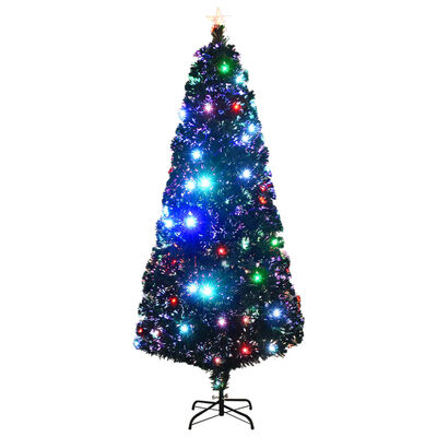 vidaXL Apšviesta Kalėdų eglutė su stovu, 210cm, optinis pluoštas