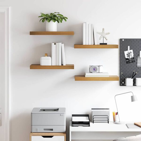 vidaXL Sieninė lentyna 4 pcs Ruda 50 x 23 x 4 cm Apdirbta mediena