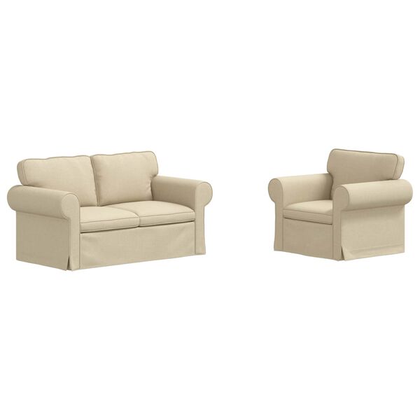 vidaXL Sofa 2 pcs Kreminė 155 x 82 x 80 cm audinys