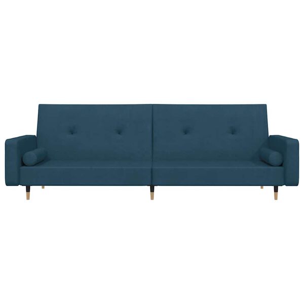 vidaXL Dvivietė sofa-lova su dvejomis pagalvėmis, geltona, aksomas