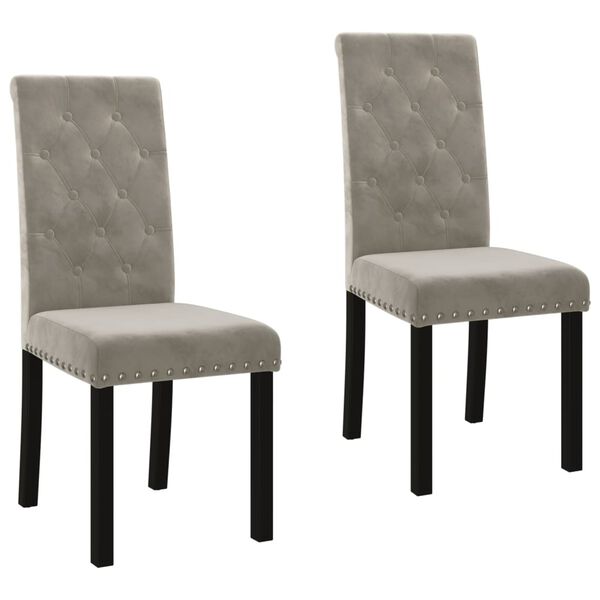 vidaXL Valgomojo kėdės, 2vnt., &scaron;viesiai pilkos spalvos, aksomas