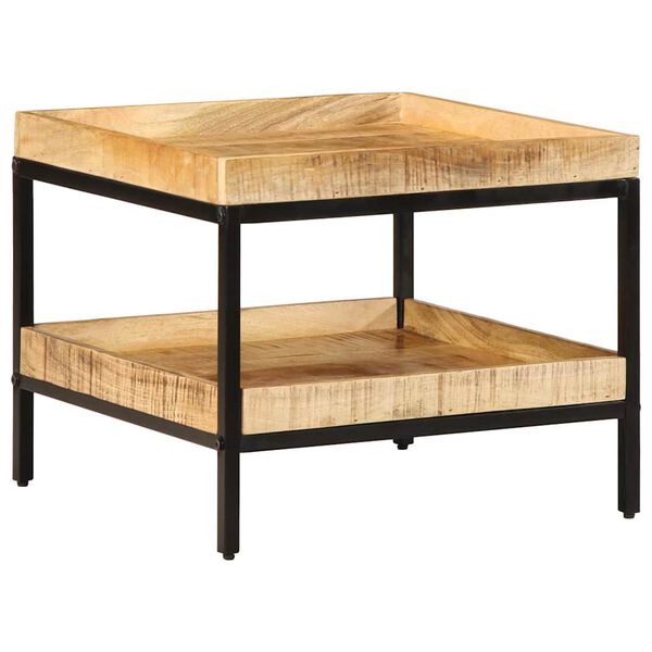 vidaXL &Scaron;oninis stalas Ruda 55 x 55 x 45 cm Kietas mango medis