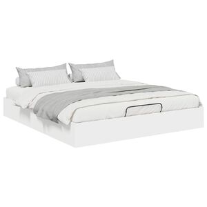 vidaXL Otomano lovos rėmas Baltas 203 x 180 x 25 cm Dirbtinė mediena