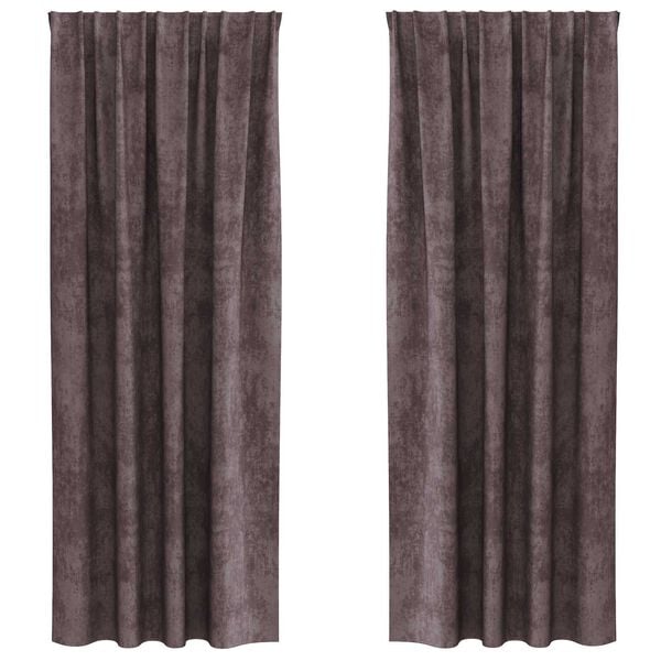 vidaXL Aksominio tipo užuolaidos 2 pcs Ruda 260 x 140 cm Aksomas