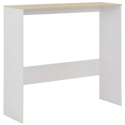 vidaXL Baro stalas su 2 stalviršiais, balta ir ąžuolo, 130x40x120cm