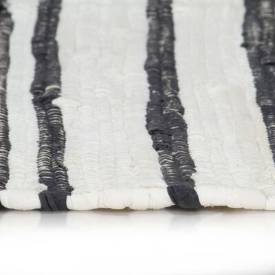 vidaXL Chindi kilimėlis, antracito ir baltas, 160x230cm, medvilnė