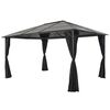 vidaXL Pavėsinė su užuolaidomis, aliuminis, 4x3x2,6 m, juoda