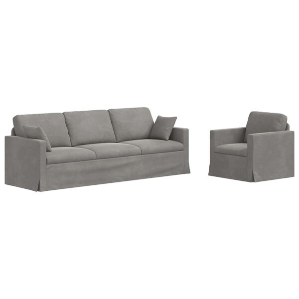vidaXL Sofa 2 pcs &Scaron;viesiai pilka 228 x 78 x 80 cm Aksomas