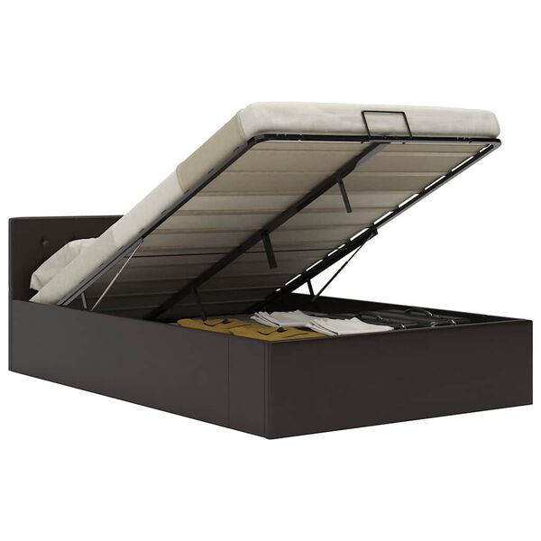 vidaXL Lovos rėmas su daiktadėže, pilkas, 120x200cm, dirbtinė oda