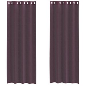 vidaXL Voile užuolaidos su įvorėmis, 2vnt., violetinės sp., 140x300cm