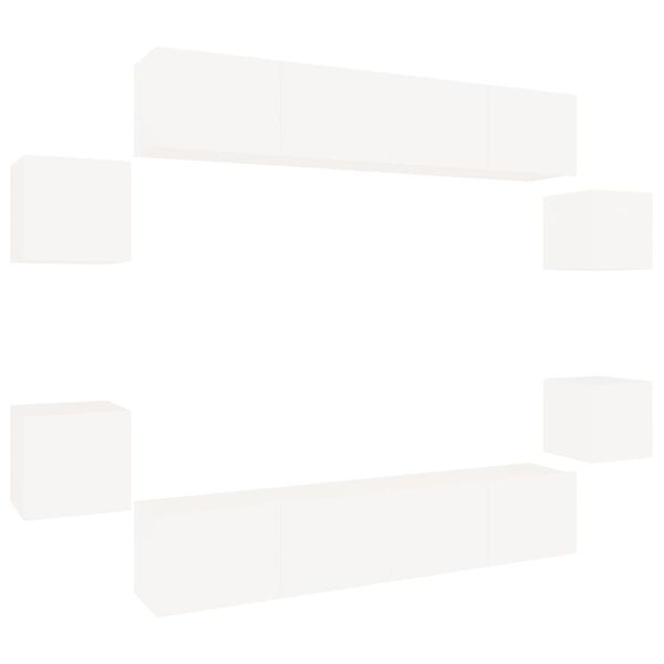 vidaXL Televizoriaus spintelių komplektas, 8 dalių, baltas, mediena