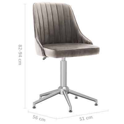 vidaXL Pasukamos valgomojo kėdės, 2vnt., šviesiai pilkos, aksomas