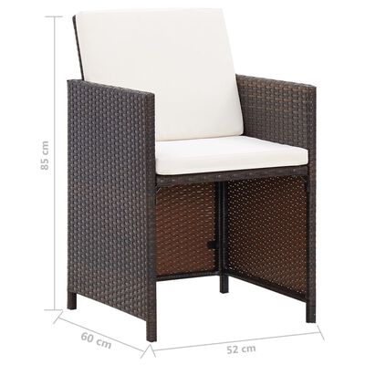 vidaXL Kėdžių ir taburečių komplektas, 4 dalių, rudas, poliratanas