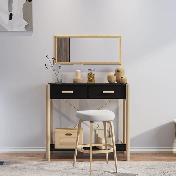 vidaXL Konsolinis staliukas, juodas, 82x38x75cm, apdirbta mediena