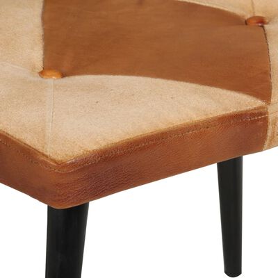 vidaXL Supama kėdė su pakoja, rudos spalvos, tikra oda ir drobė