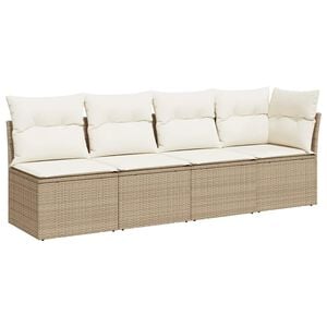 vidaXL Keturvietė sodo sofa su pagalvėlėmis, smėlio, poliratanas