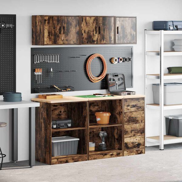 vidaXL garažo spintos, 6 vnt., dūminės, mediena