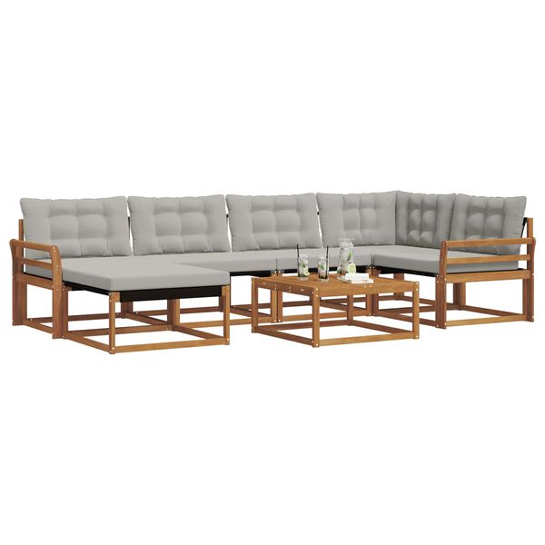 vidaXL Lauko sofos komplektas 7 pcs Natūrali ir &scaron;viesiai pilka