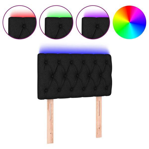 vidaXL Galvūgalis su LED, juodos spalvos, 80x7x78/88cm, audinys