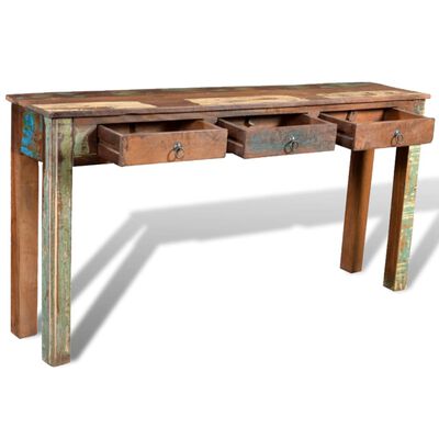 vidaXL Konsolinis staliukas su 3 stalčiais, perdirbta mediena