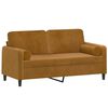 vidaXL Dvivietė sofa su pagalvėmis, rudos spalvos, 140cm, aksomas