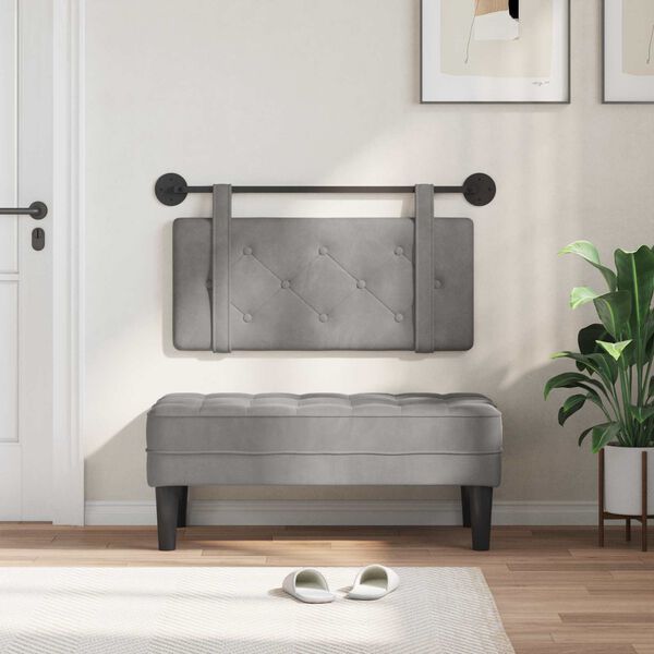 vidaXL Kabantysis galvūgalis &Scaron;viesiai pilka 90 x 55 x 5 cm Aksomas