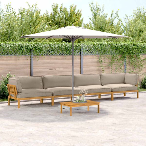 vidaXL Sofos komplektas su pagalve 5 pcs Taupe Kietos akacijos mediena