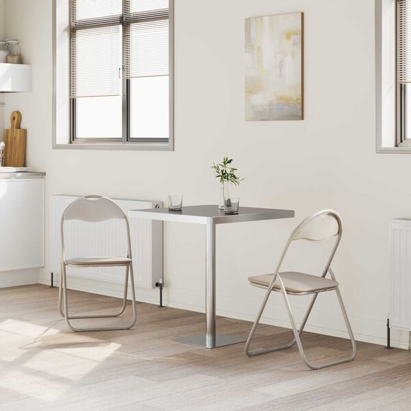 vidaXL Sulankstoma kėdė 2 pcs Smėlio 48 x 43,5 x 81 cm Dirbtinė oda