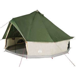vidaXL &Scaron;eimos palapinė, žalia, 12 vietų, tipi, atspari vandeniui