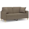 vidaXL Dvivietė sofa su pagalvėmis, taupe, 140cm, audinys